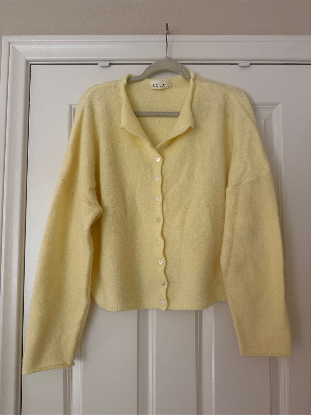 Soleil Pale Yellow Button-Front Sweater